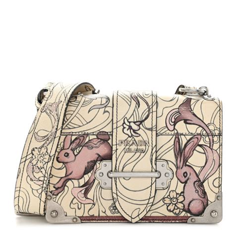 prada cahier rabbit|PRADA X JAMES JEAN Glace Calfskin Rabbit Print Cahier Bag .